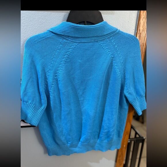 Talbots Mercerized Cotton Open Cardigan Sweater Women's Medium Blue - Picture 7 of 10